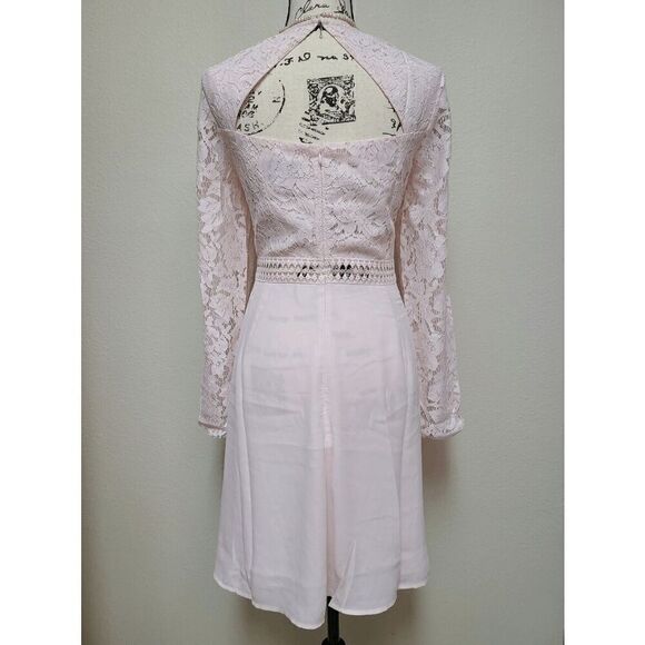 Pink Blush Lace Cocktail A-Line Long Sleeve Elegant Romantic Classy Dress XXL NW - Picture 13 of 16